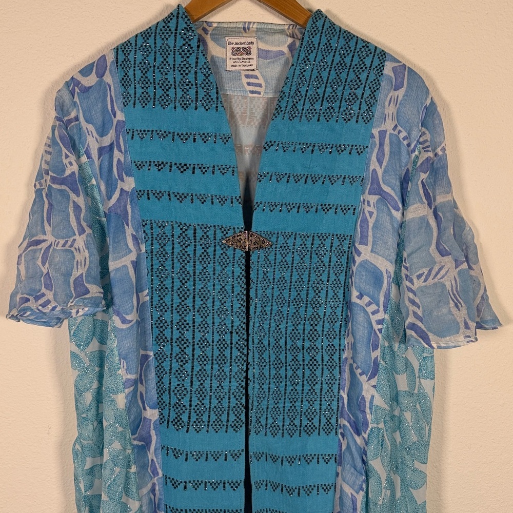 The Jacket Lady Lightweight Blue Patterned Kimono… - image 2